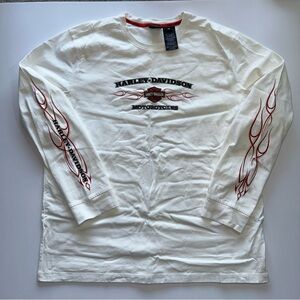 Harley-Davidson Red and White Long Sleeve Tee with Tribal Designs